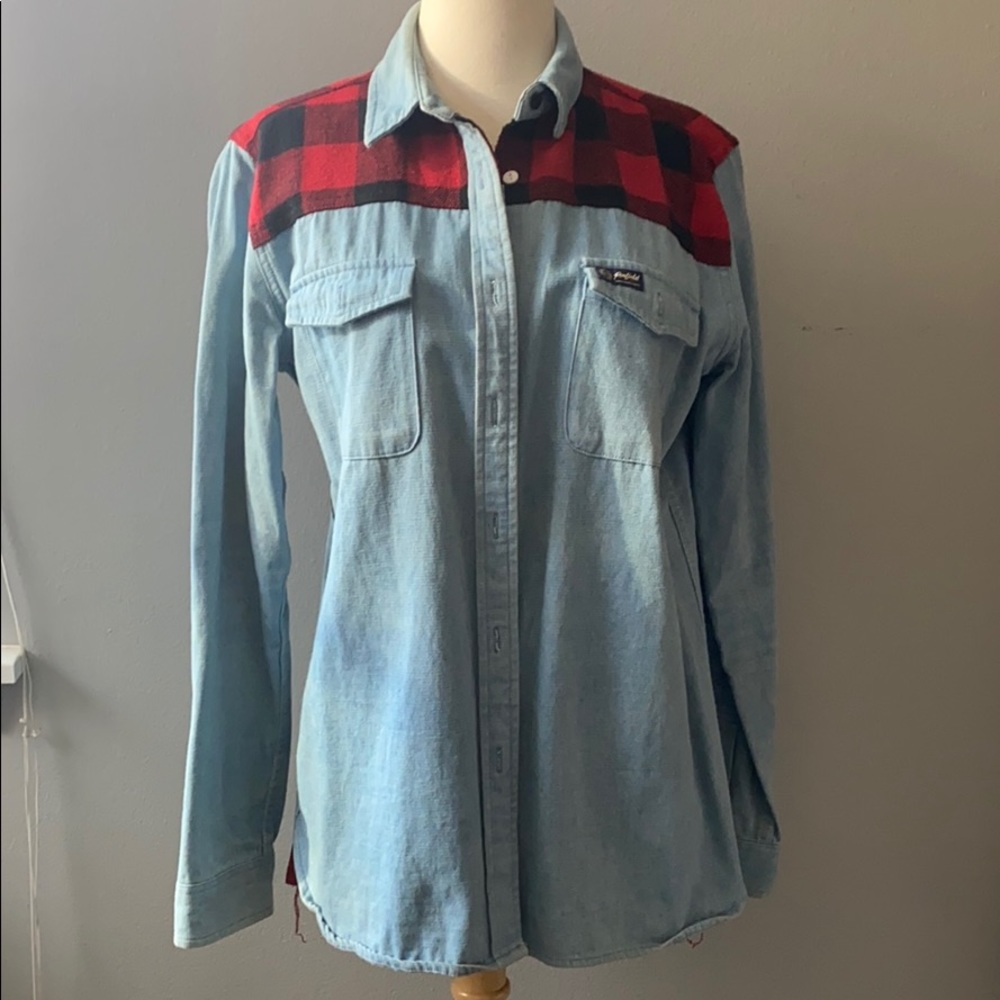 Penfield chambray and buffalo check shirt